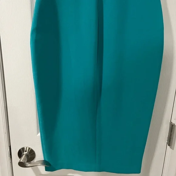 Likely Blue Sleeveless V-Neck Sheath Midi Dress - Picture 5 of 8